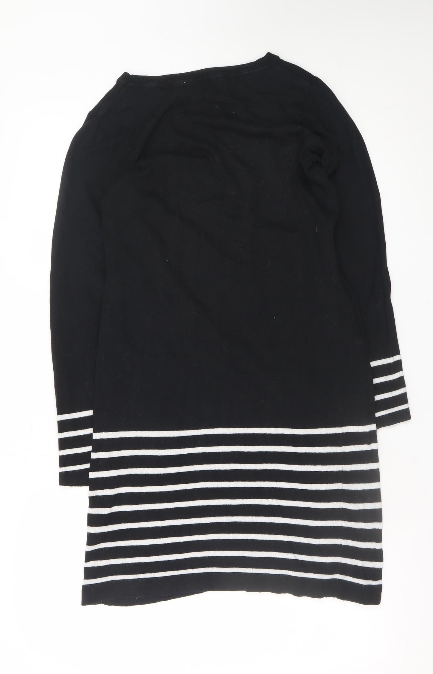 JoJo Maman Bébé Women Black Striped Knit Shift Dress Size S