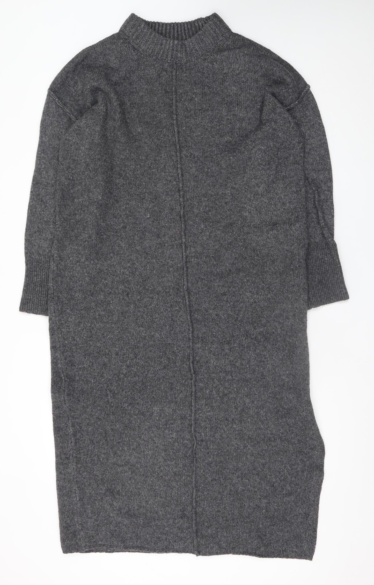 ASOS DESIGN Women’s Grey Wool Blend Long Sleeve Midi Jumper Dress Size S