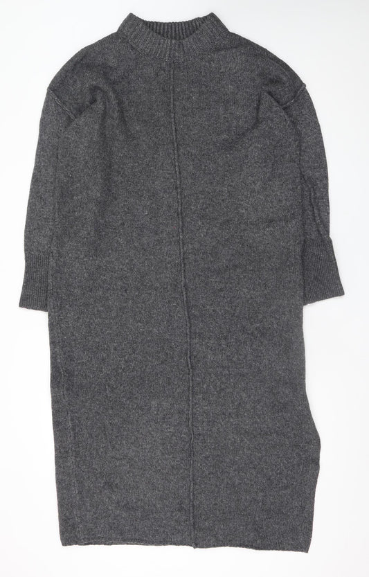 ASOS DESIGN Women’s Grey Wool Blend Long Sleeve Midi Jumper Dress Size S