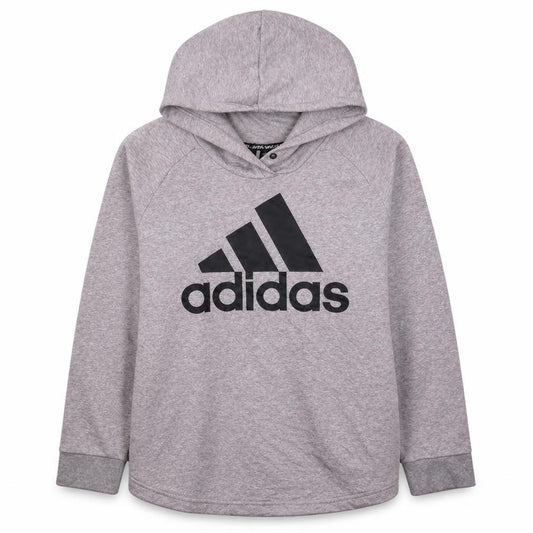Adidas Womens Grey Pullover Hoodie Size L 16-18 Logo Design