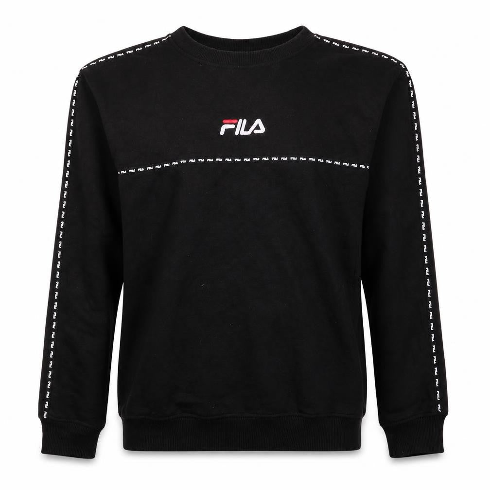 Fila Mens Black XS Crew Neck Logo Pullover Sweatshirt
