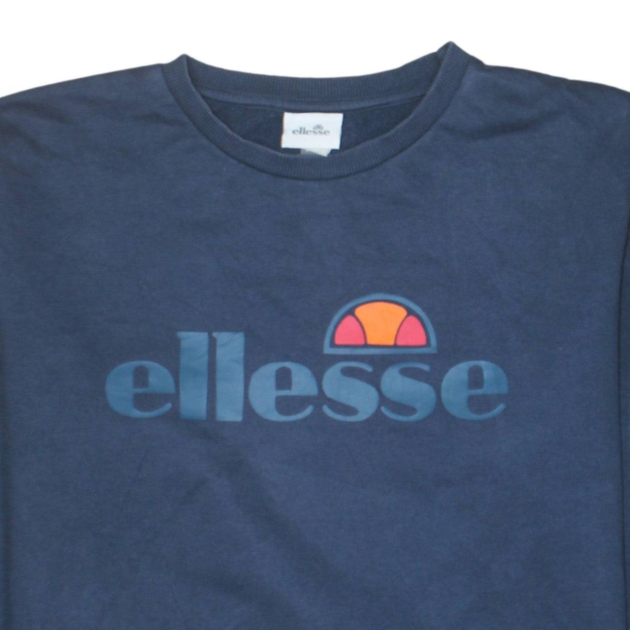 Ellesse Men Blue L Pullover Crew Neck Logo Sweatshirt