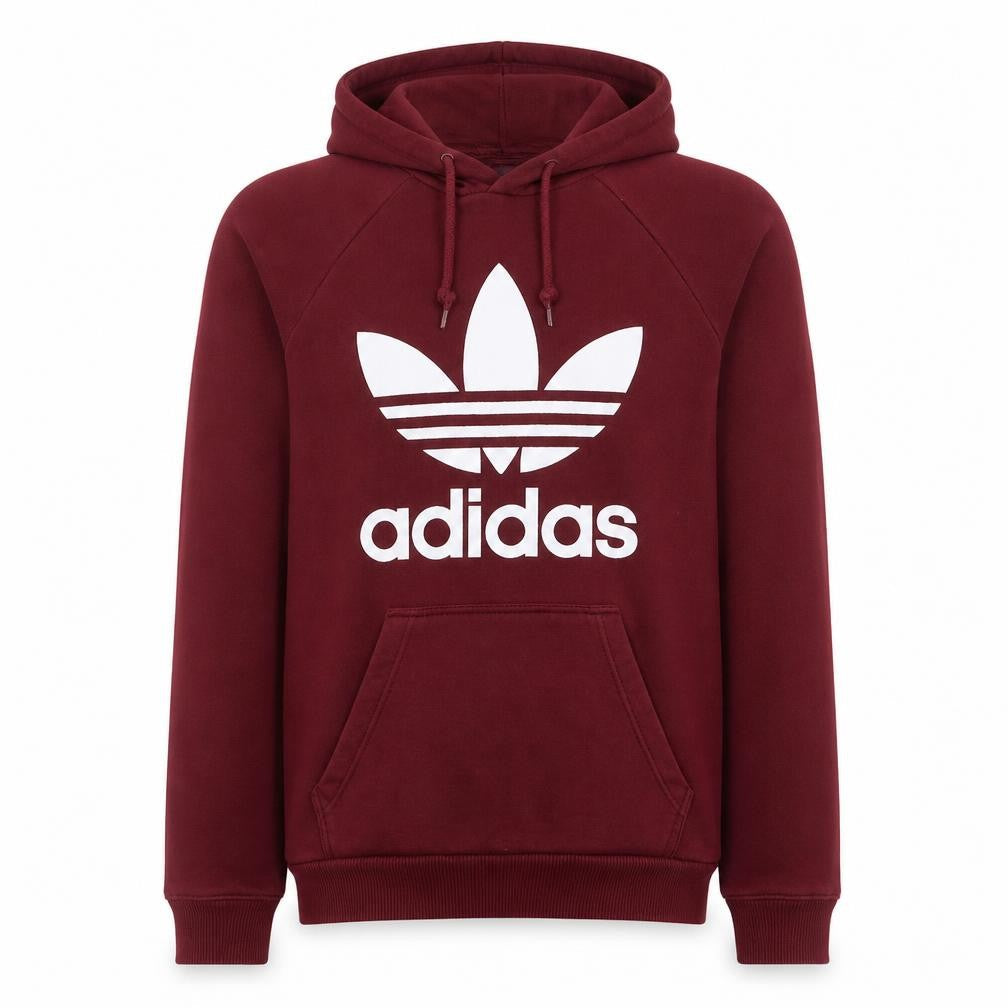 Adidas Men’s Red Pullover Hoodie Small Logo Fleece Sweatshirt