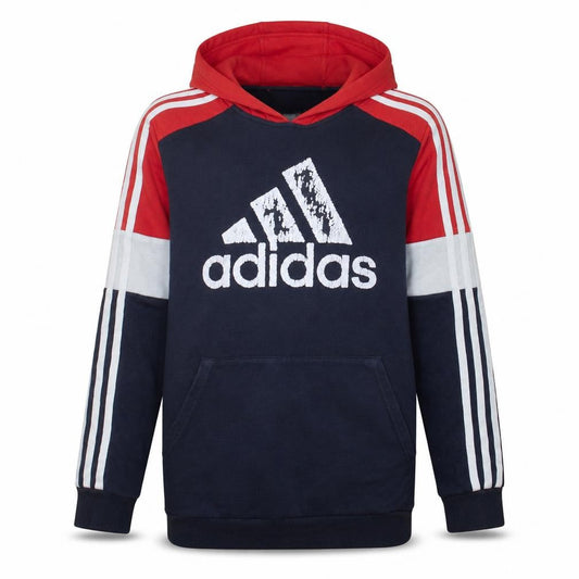 Adidas Boys Blue Red Pullover Hoodie 13-14 Years Graphic Fleece Sweatshirt