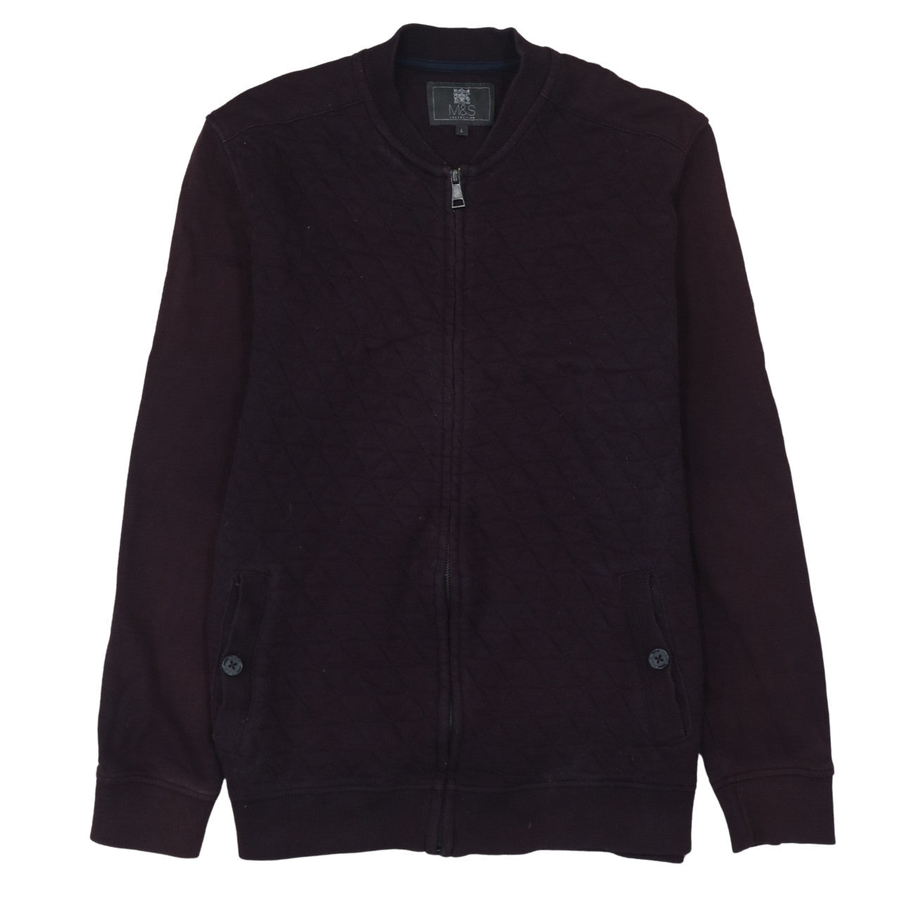 Marks and Spencer Men's Brown Quilted Full Zip Jacket L