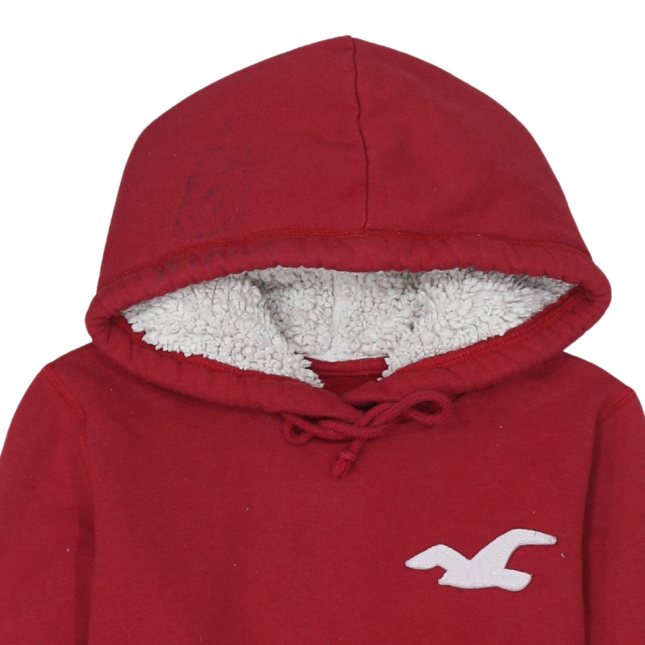 Hollister Men’s Red Pullover Hoodie S Fleece Lined Logo Sweatshirt