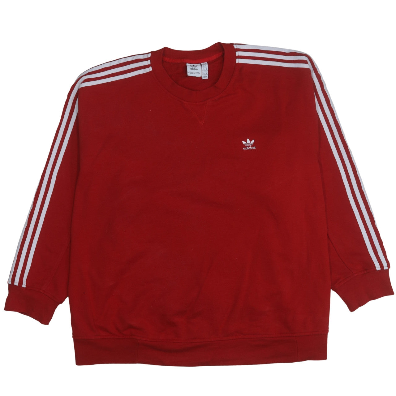 Adidas Womens Red 3-Stripes Crew Neck Pullover Sweatshirt 3XL