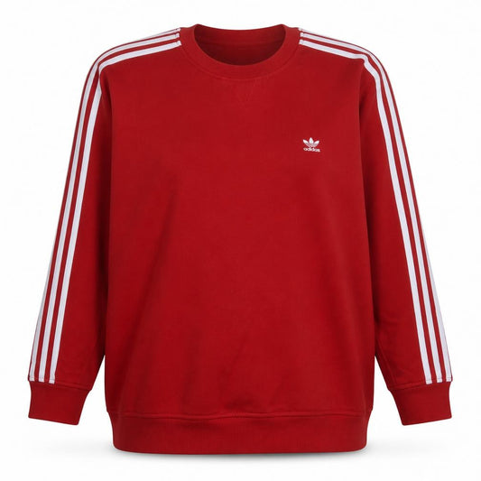 Adidas Womens Red 3-Stripes Crew Neck Pullover Sweatshirt 3XL
