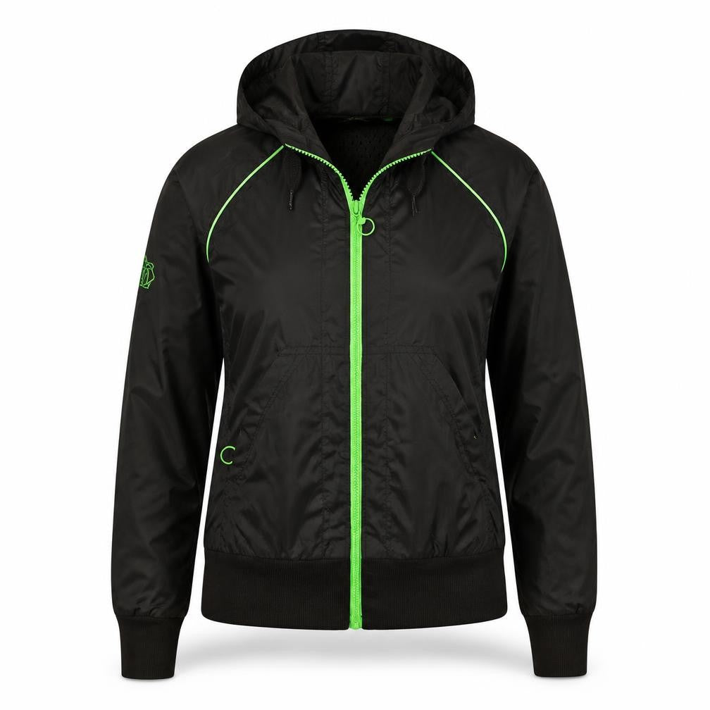 Puma Womens Black Hooded Windbreaker Jacket Size 10