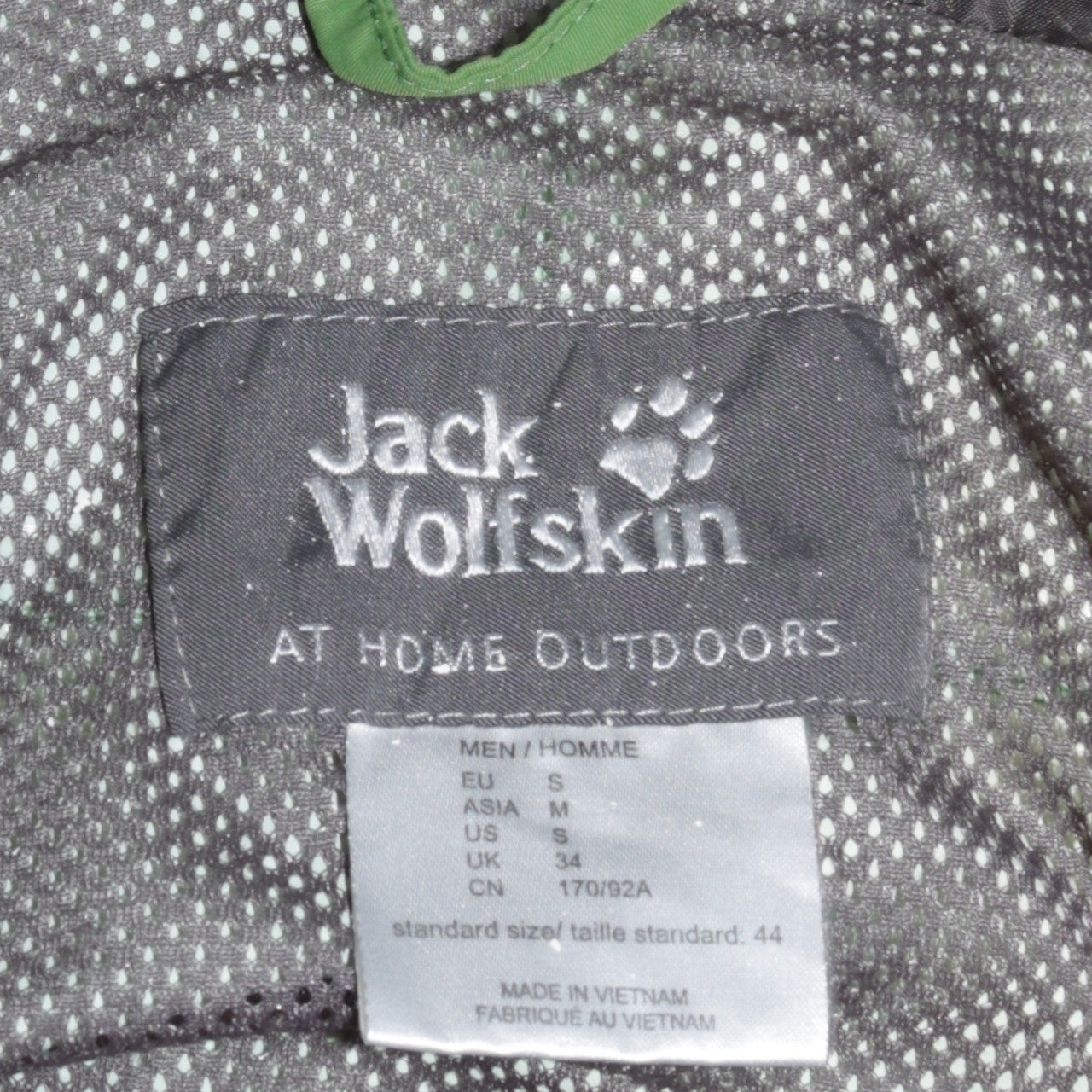 Jack Wolfskin Men’s Green Waterproof Hooded Rain Jacket Size S