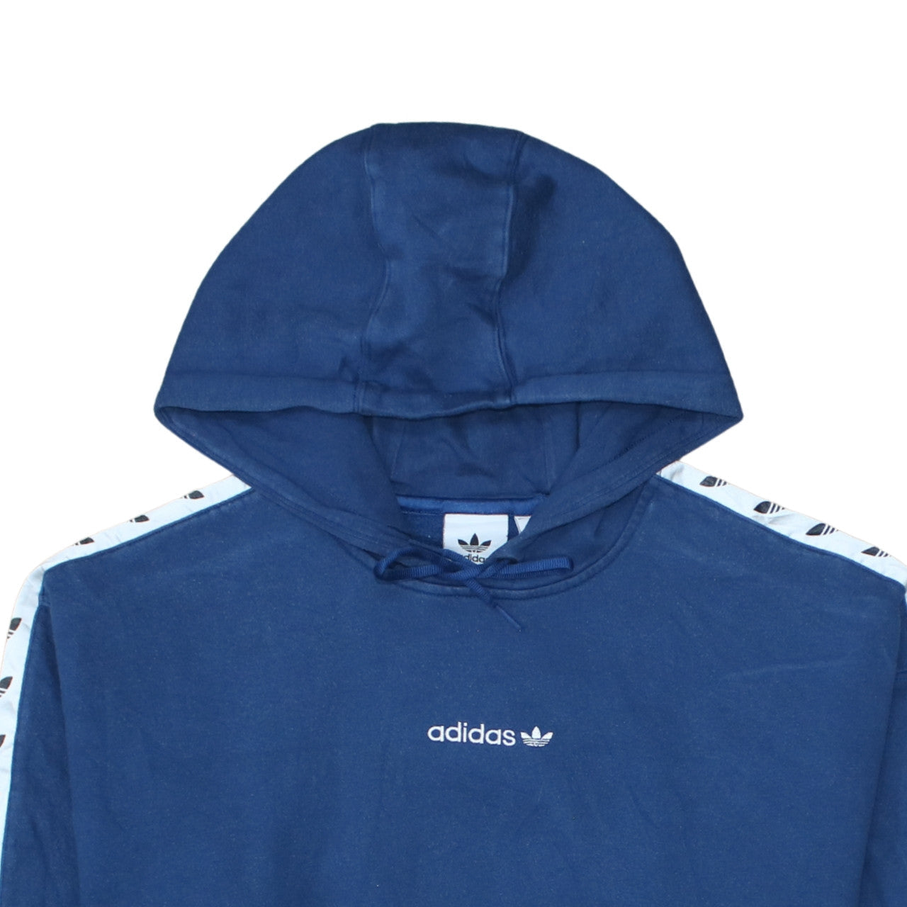 Adidas Men Blue Pullover Hoodie Size M Logo Fleece Sweatshirt