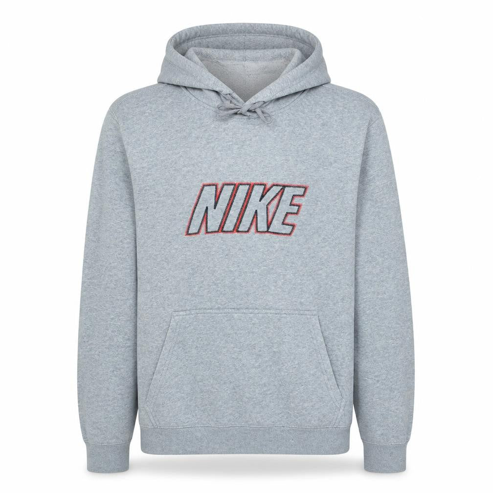 Nike Men's Grey Pullover Hoodie L Logo Fleece Casual Sportswear