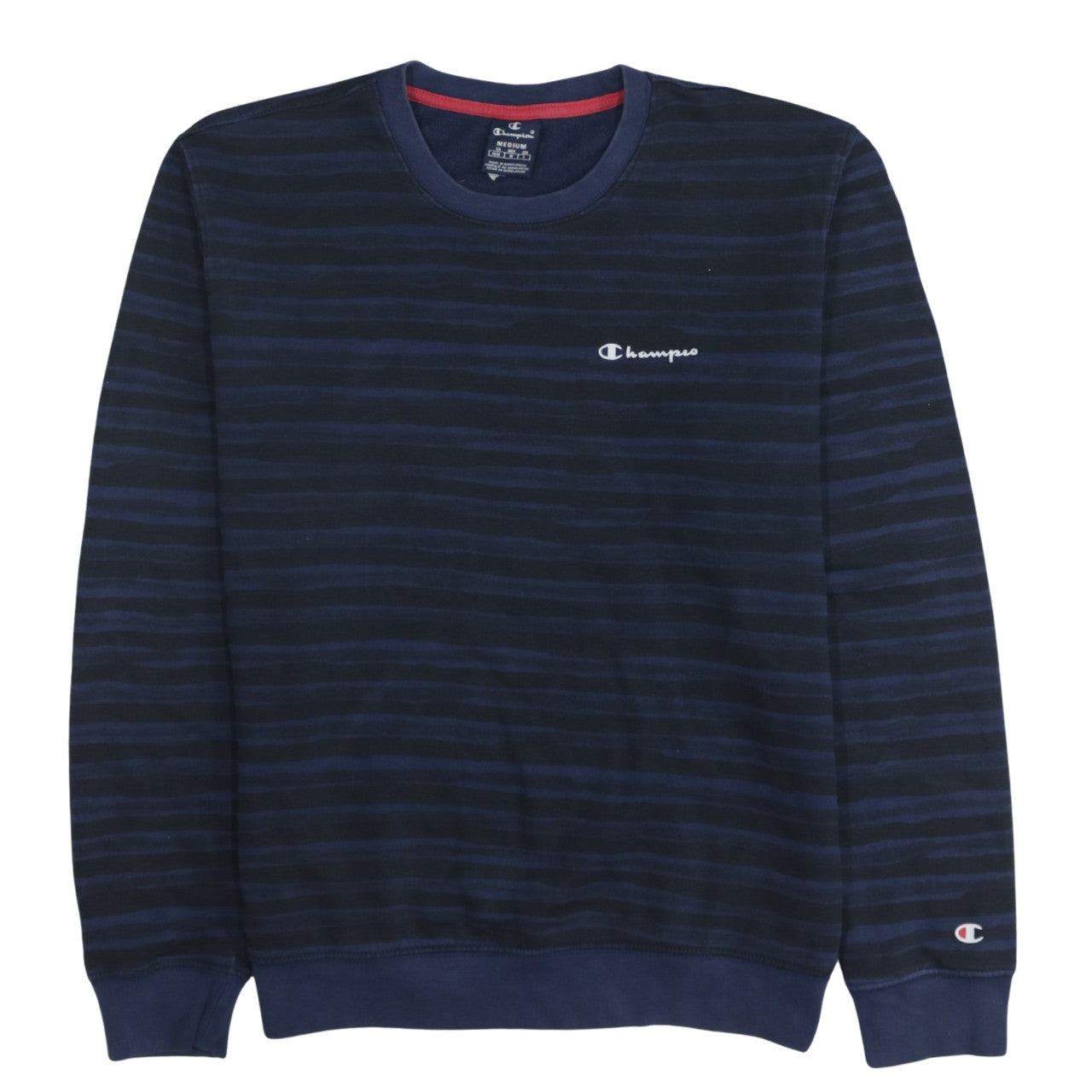 Champion Men's Blue Striped Pullover Sweatshirt Medium