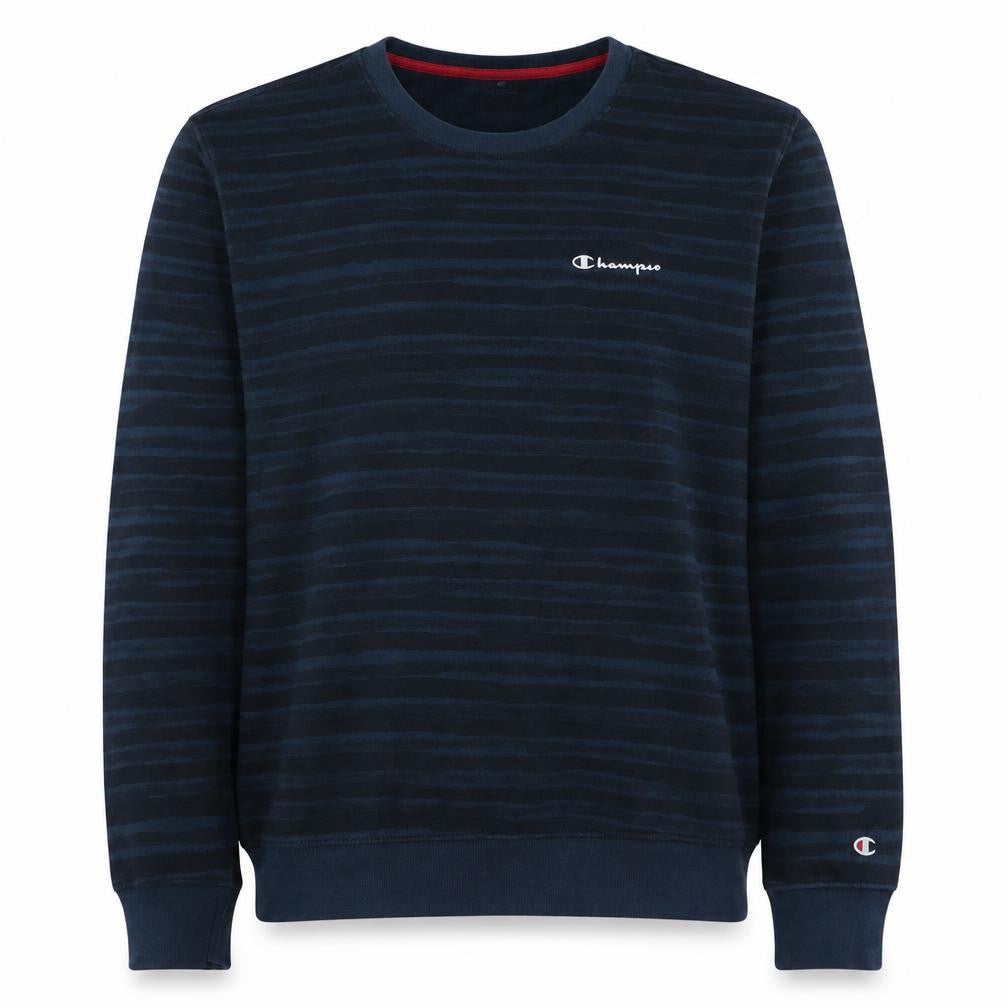 Champion Men's Blue Striped Pullover Sweatshirt Medium