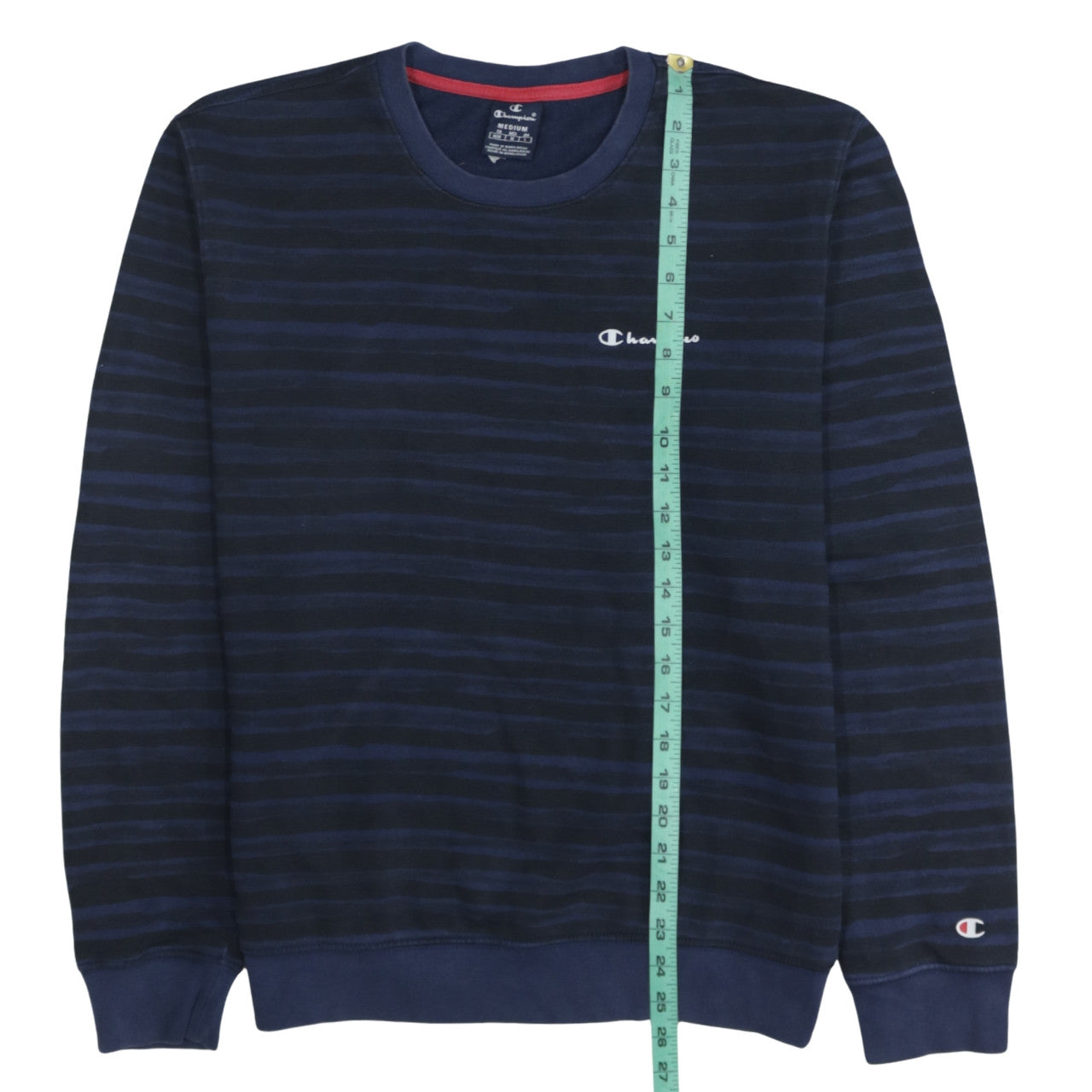 Champion Men's Blue Striped Pullover Sweatshirt Medium