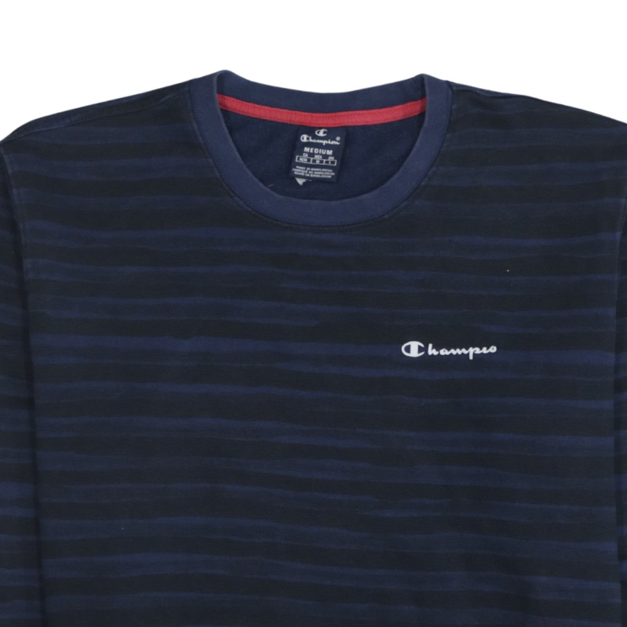 Champion Men's Blue Striped Pullover Sweatshirt Medium