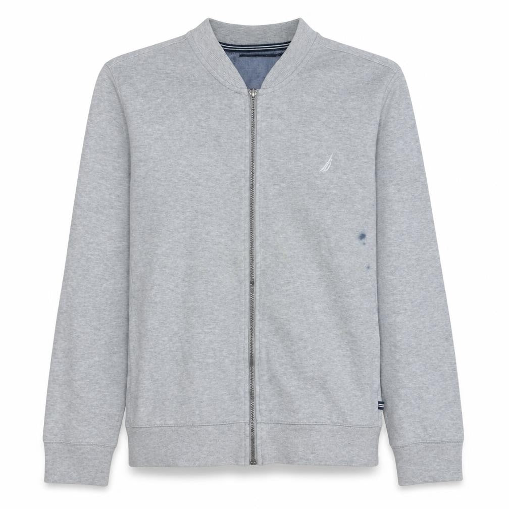 Nautica Mens Grey Cotton Full Zip Basic Jacket Size L