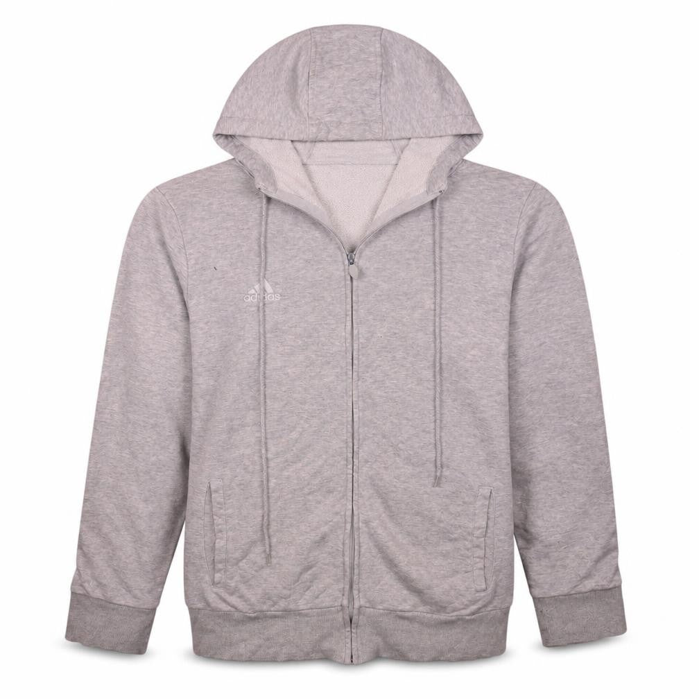 Adidas Mens Grey Full Zip Hoodie XL Regular Fit Lightweight