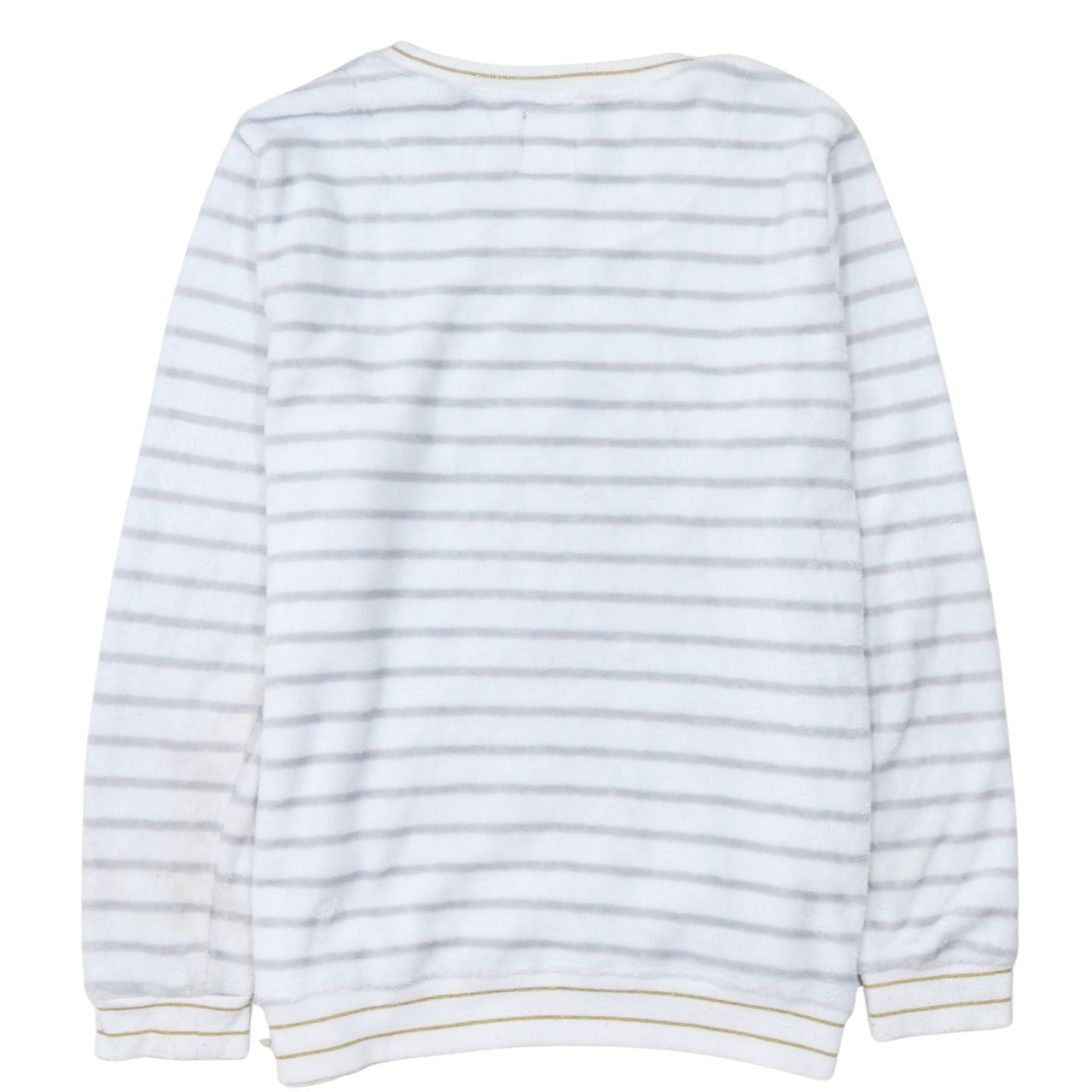 Disney Women’s White Striped Fleece Mickey Mouse Pyjama Top L