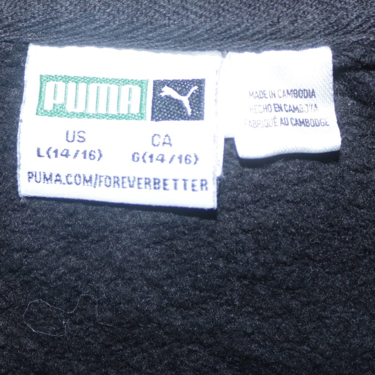 Puma Boys Black Pullover Hoodie 14-16 Years Regular Fit Fleece Sweatshirt