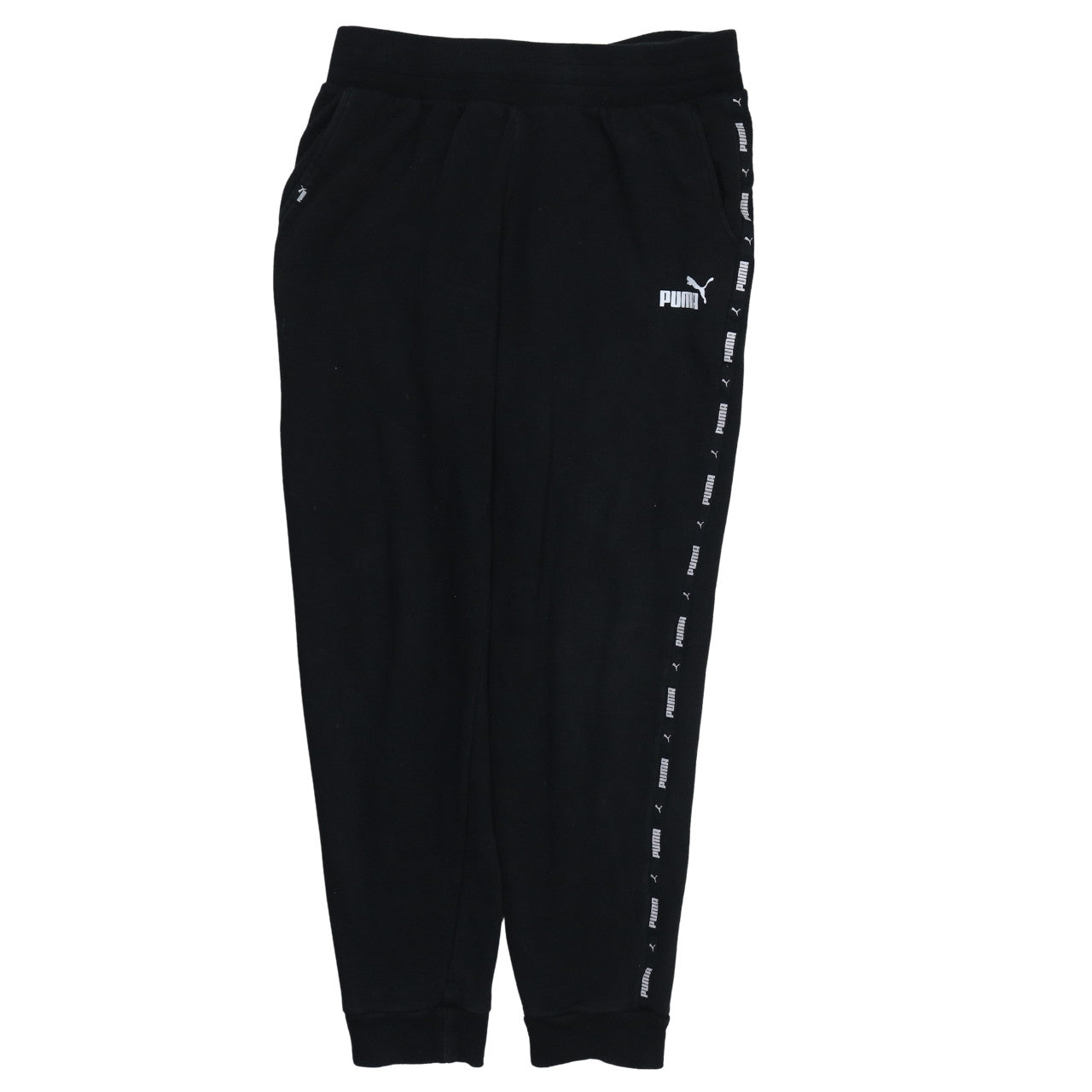 Puma Men's Black Jogger Trousers M Regular Fit Side Stripe
