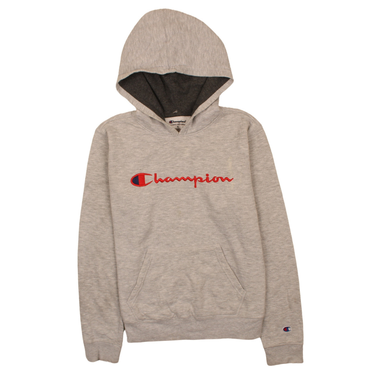 Champion Men's Grey XL Pullover Hoodie Embroidered Logo Sports Style