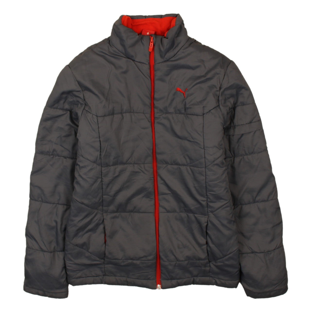 Puma Boys Grey Puffer Jacket 164 Winter Full Zip Quilted Coat