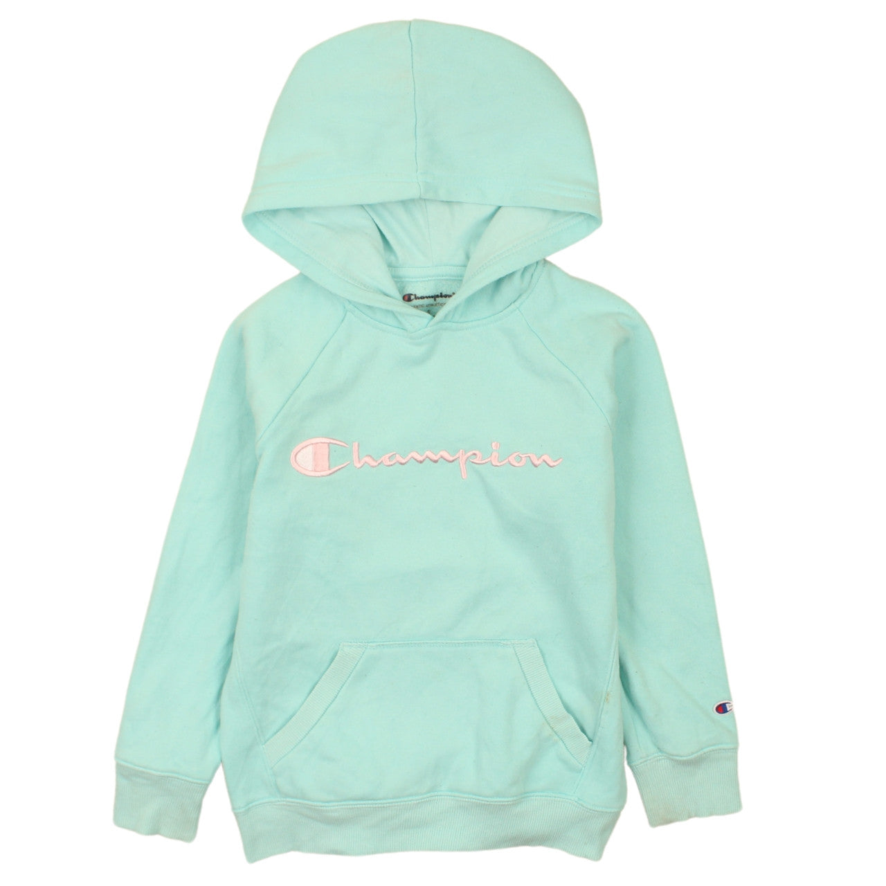 Champion Girls Aqua Blue Pullover Hoodie Small - Embroidered Logo, Fleece Lined