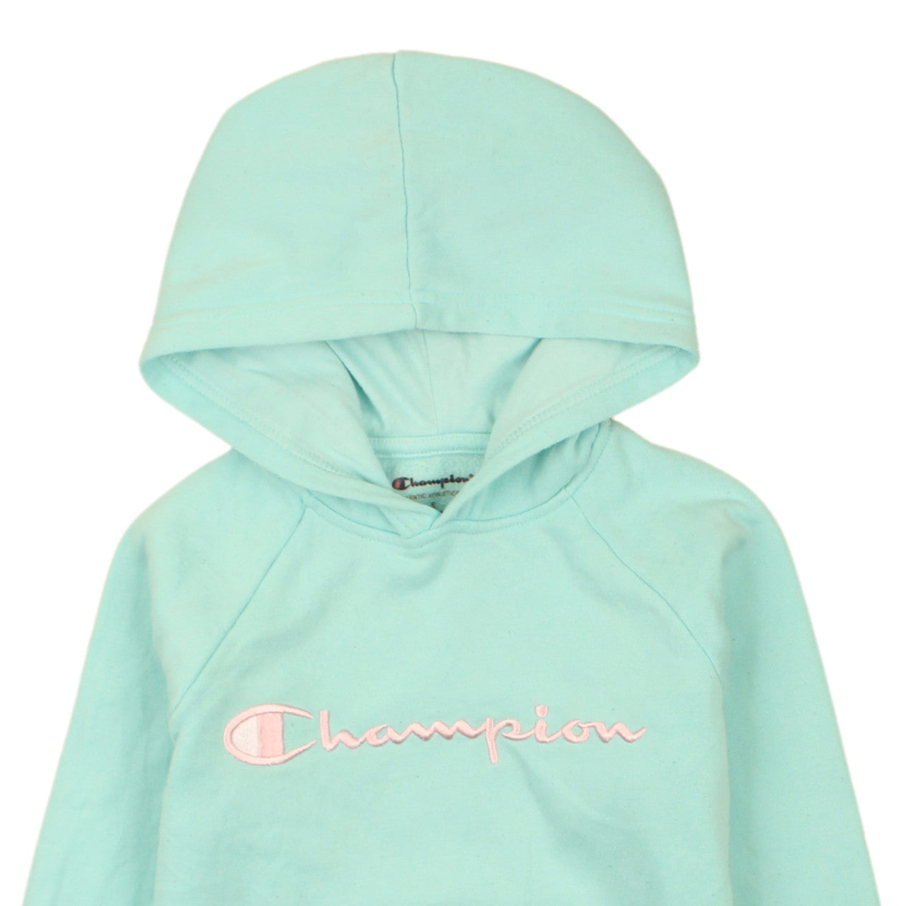 Champion Girls Aqua Blue Pullover Hoodie Small - Embroidered Logo, Fleece Lined