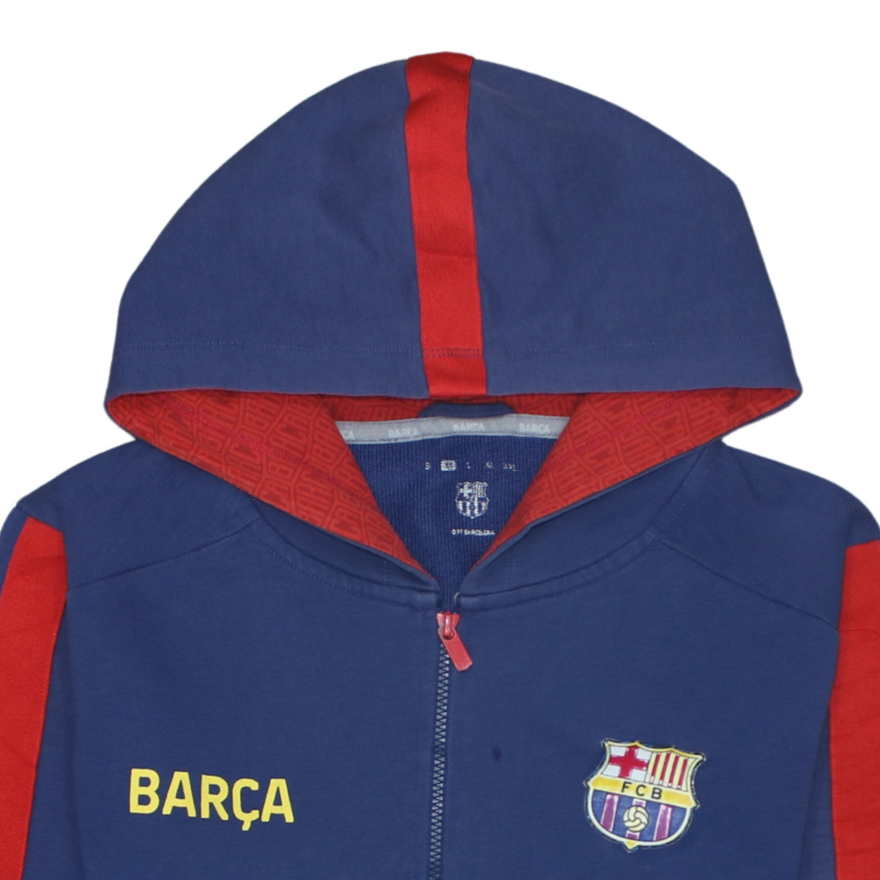 FC Barcelona Men's Blue XL Full Zip Hoodie with Logo