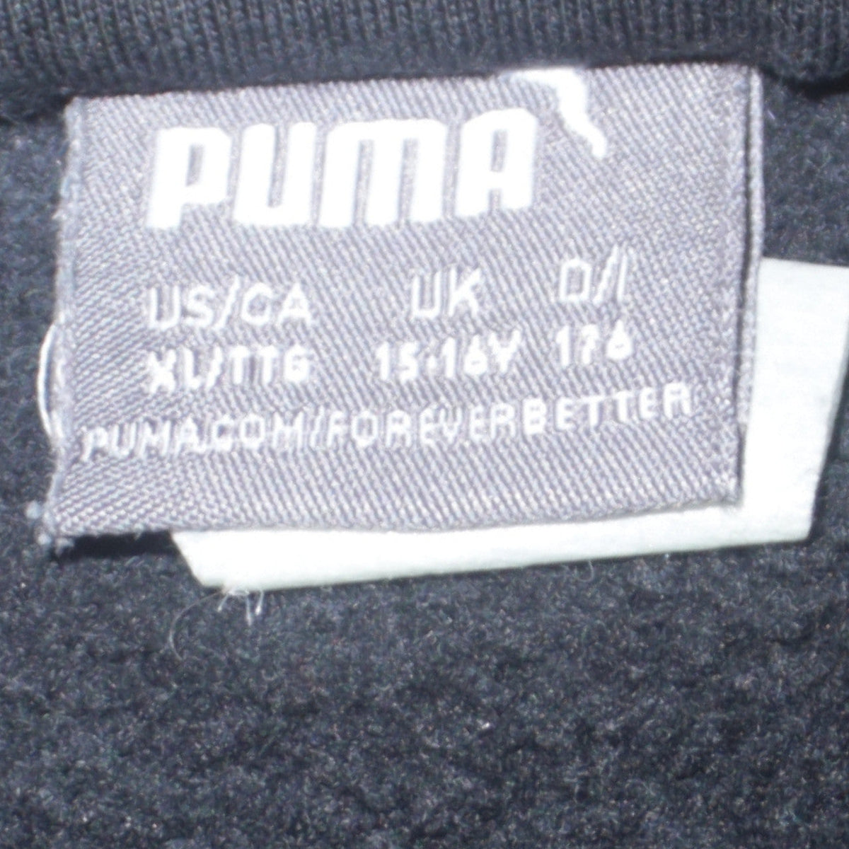 Puma Boys Black Full Zip Hoodie 15-16 Years Sportswear Logo Cotton Blend