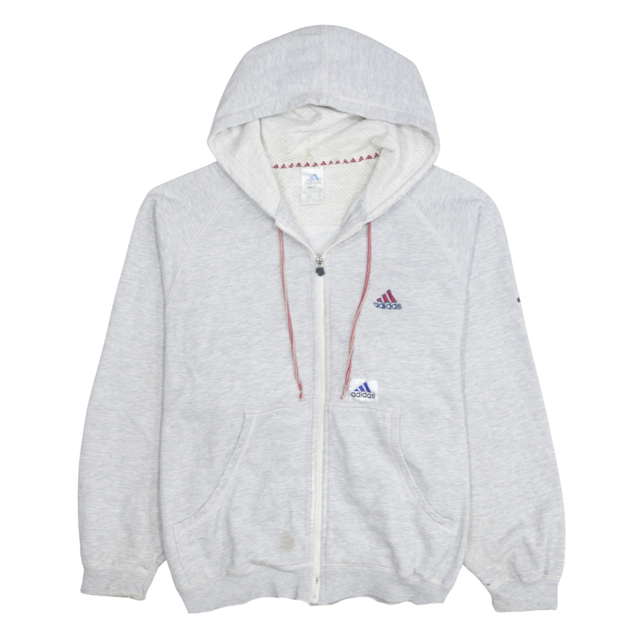 Adidas Womens Grey Full Zip Hoodie Medium Cotton Blend Logo