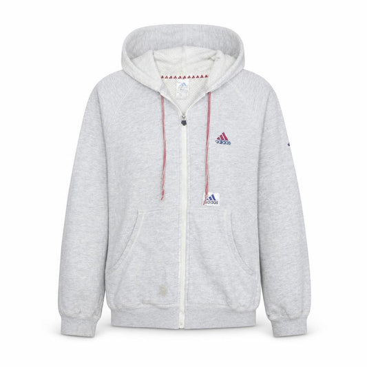 Adidas Womens Grey Full Zip Hoodie Medium Cotton Blend Logo