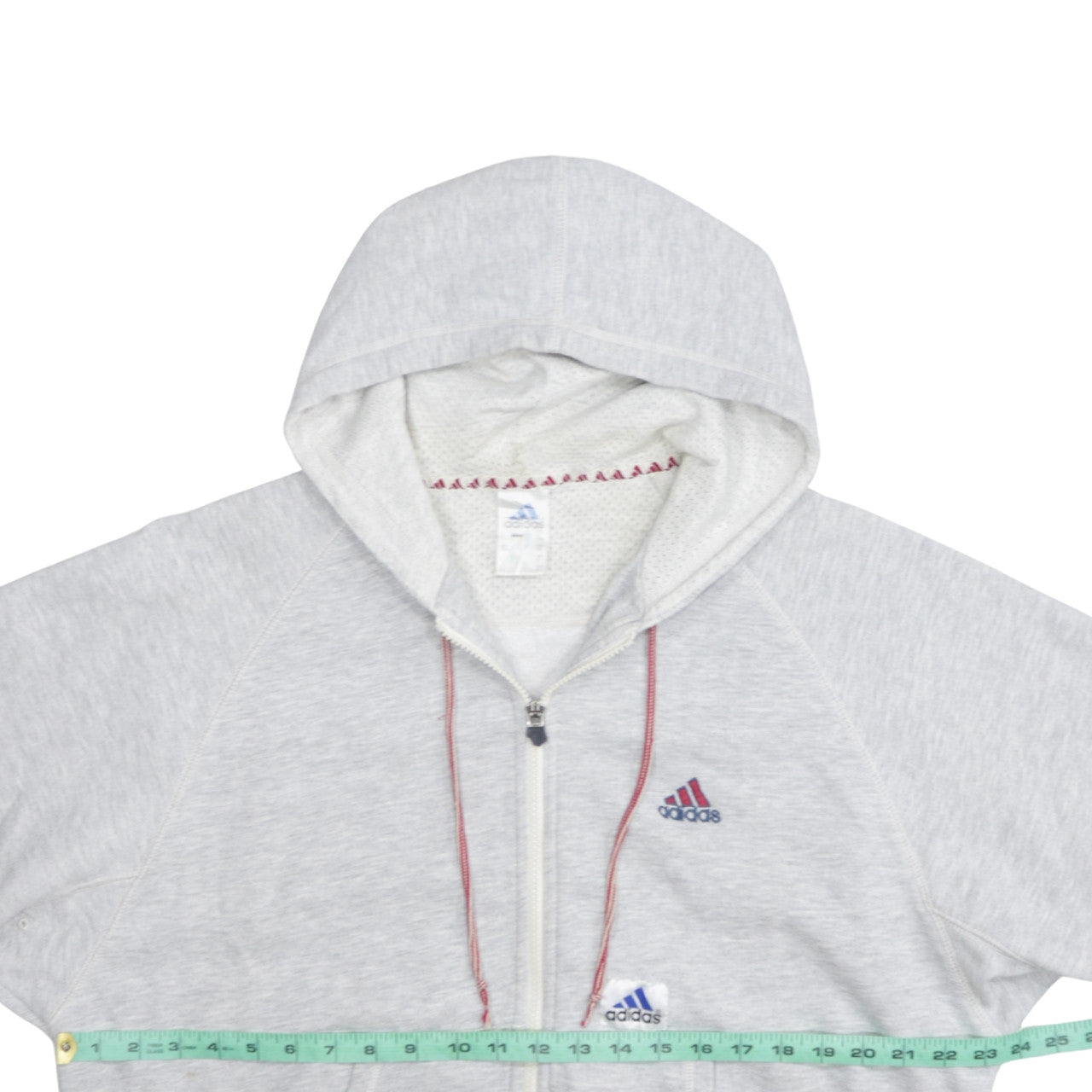 Adidas Womens Grey Full Zip Hoodie Medium Cotton Blend Logo