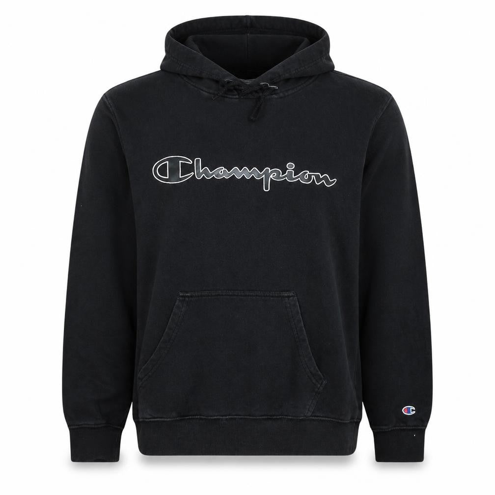 Champion Men's Black Pullover Hoodie Medium Logo Fleece Sweatshirt