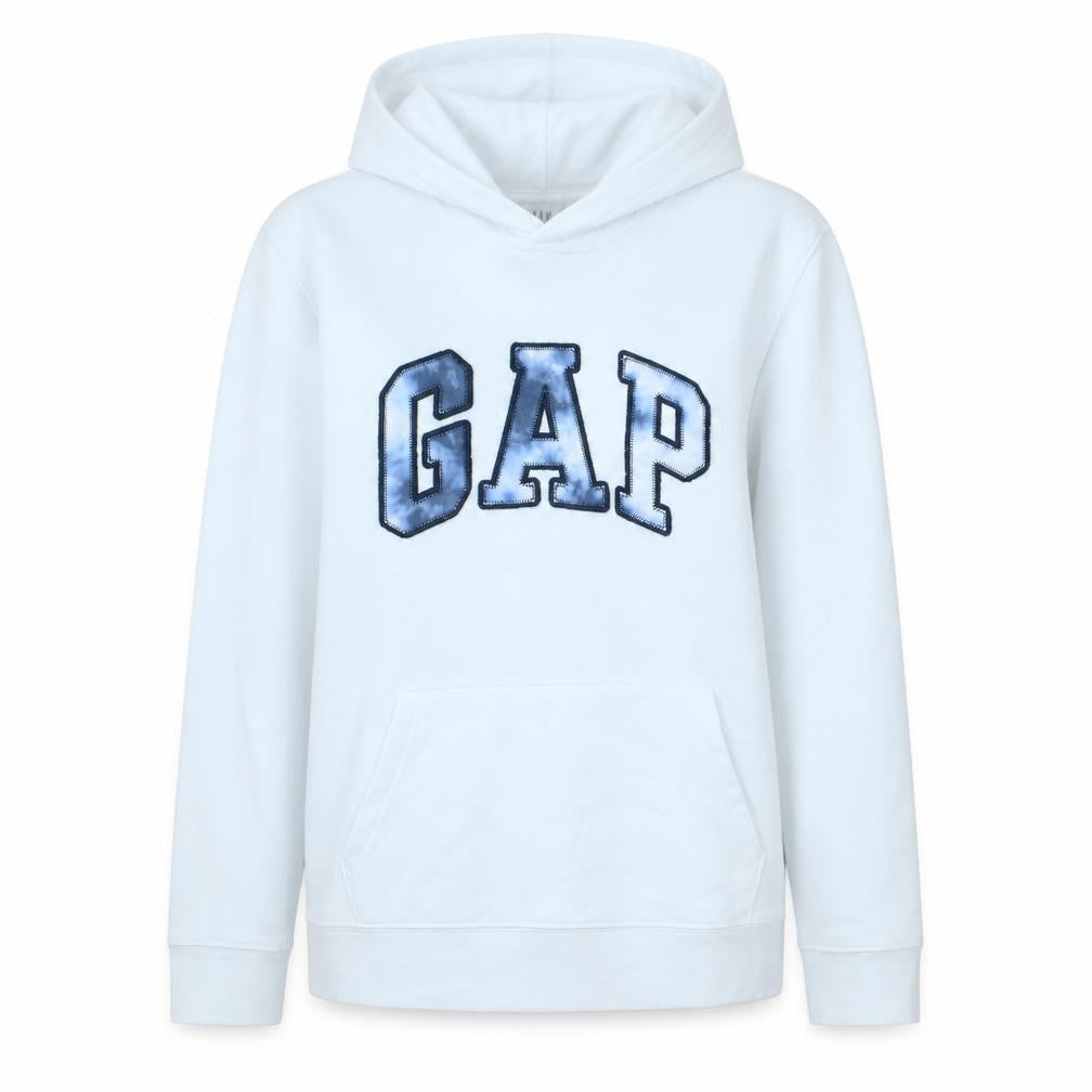 Gap Womens White L Pullover Hoodie Cotton Blend Logo Casual