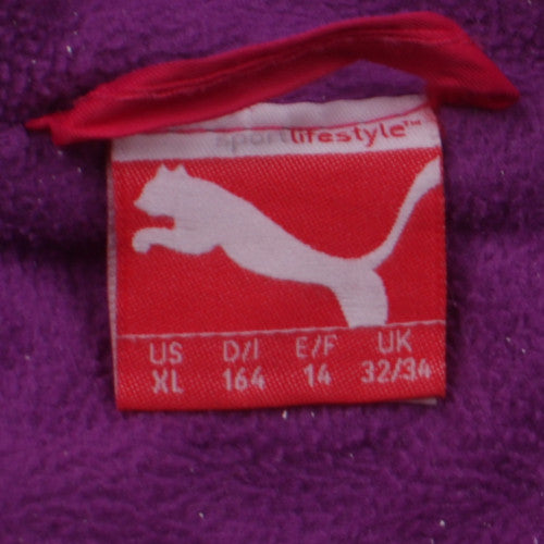 Puma Girls Red Puffer Jacket Size 14 XL Quilted Hoodless Winter Coat