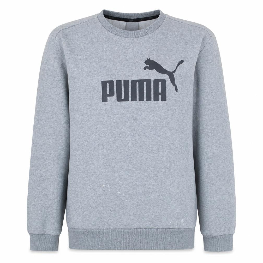 Puma Men's Grey Logo Crew Neck Pullover Sweatshirt Size L