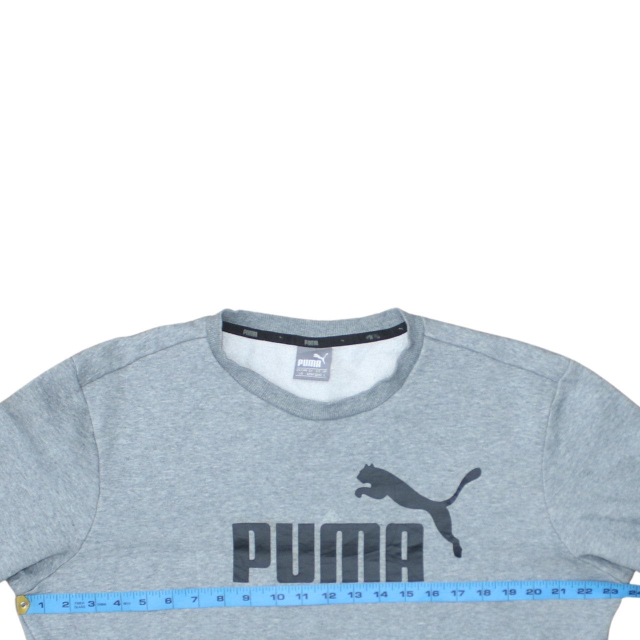 Puma Men's Grey Logo Crew Neck Pullover Sweatshirt Size L
