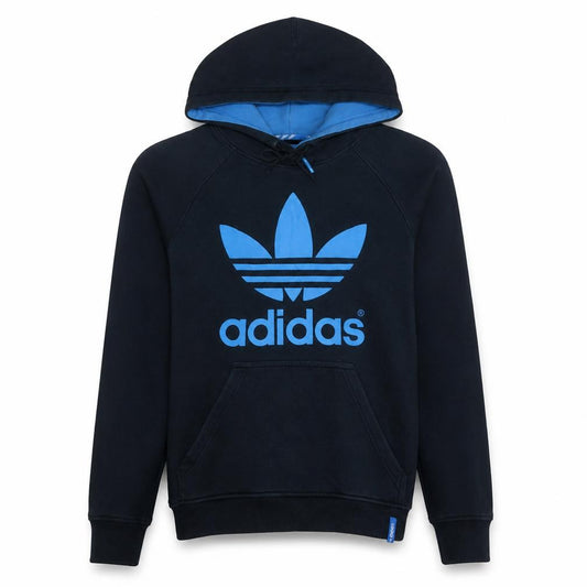 Adidas Men's Black XL Pullover Hoodie with Blue Logo