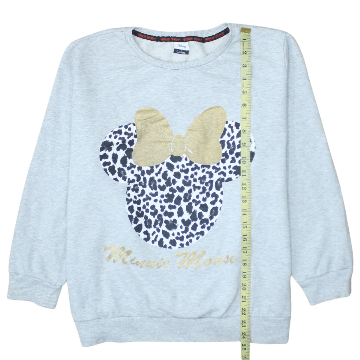 Disney at George Girls Grey Minnie Mouse Animal Print Pullover Sweatshirt XL