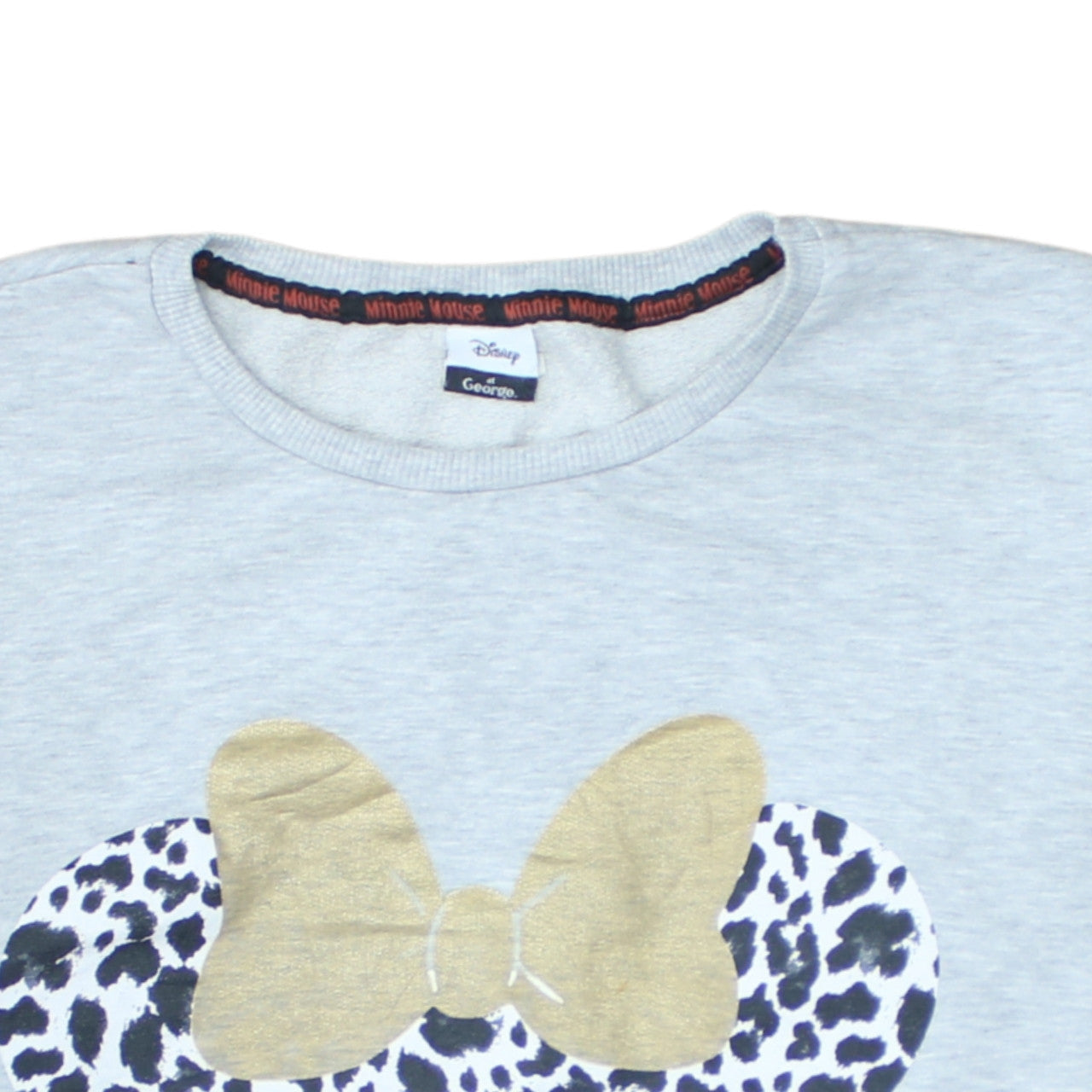 Disney at George Girls Grey Minnie Mouse Animal Print Pullover Sweatshirt XL