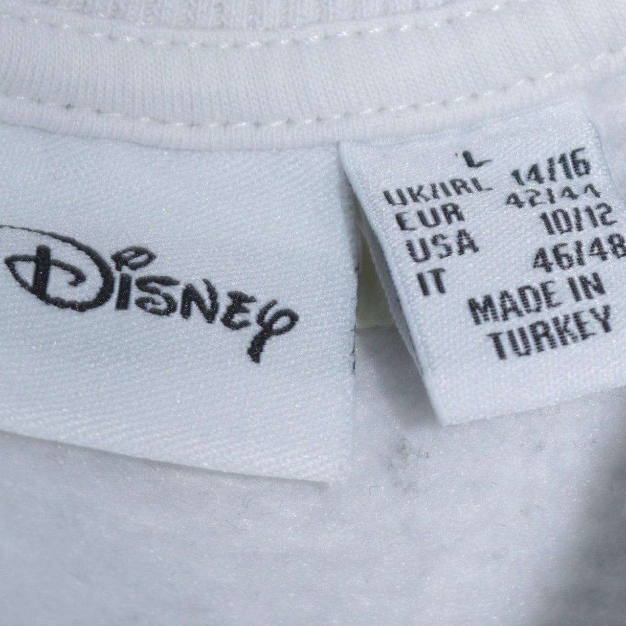 Disney Women White L Mickey Mouse Crew Neck Pullover Sweatshirt