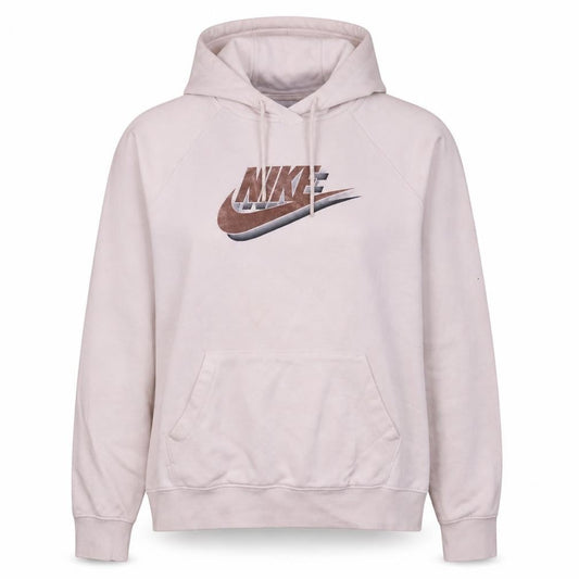 Nike Womens Beige Pullover Hoodie Small Logo Graphic Sweatshirt