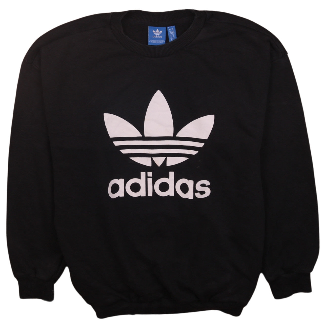 Adidas Womens Black Crew Neck Pullover Sweatshirt UK 6