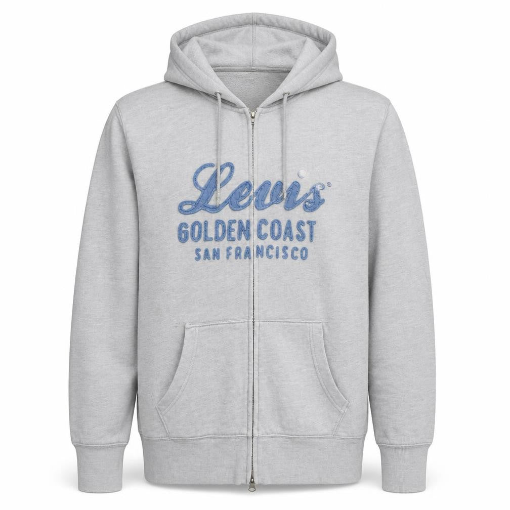 Levi's Men's Grey Full Zip Hoodie 2XL Embroidered Classic Fleece