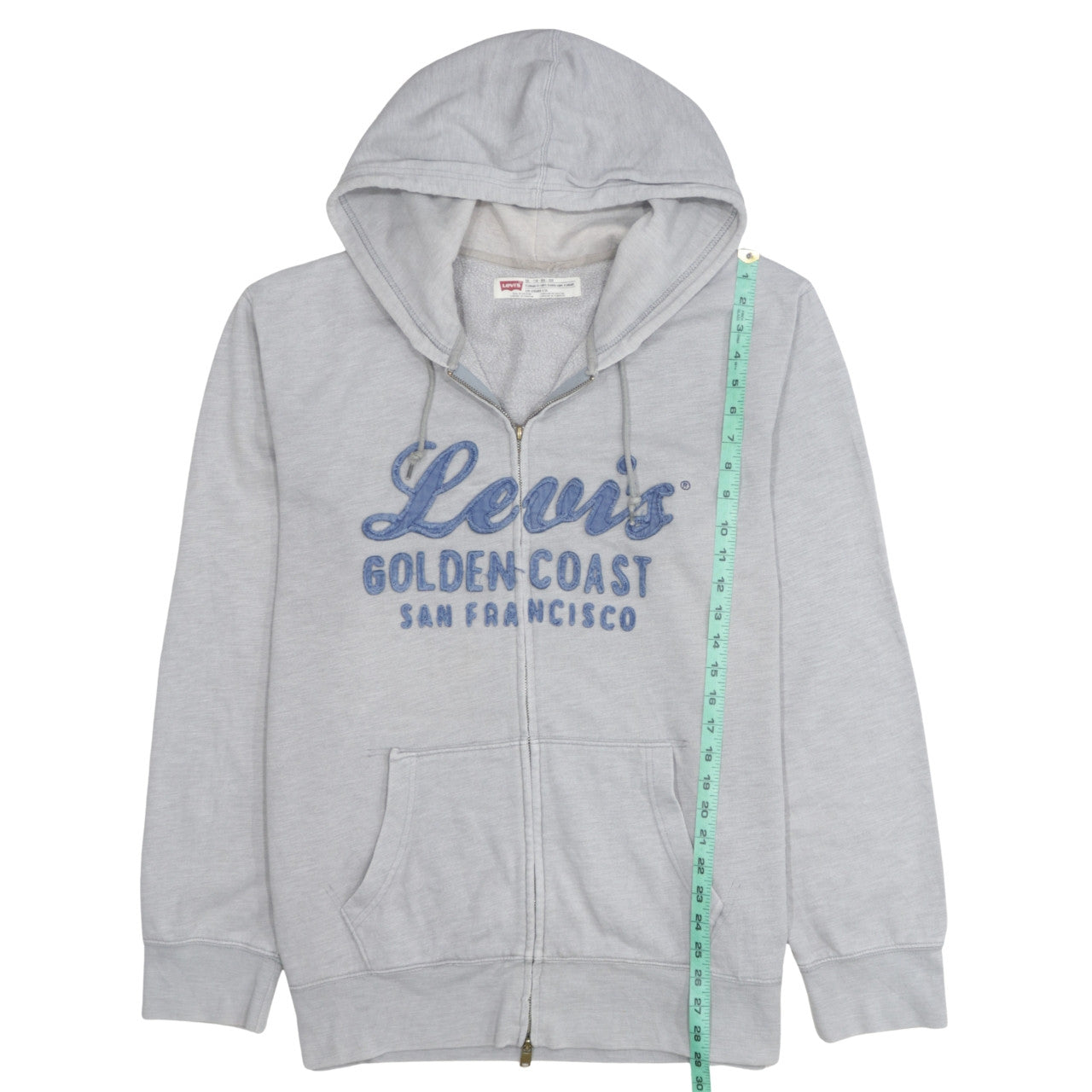 Levi's Men's Grey Full Zip Hoodie 2XL Embroidered Classic Fleece