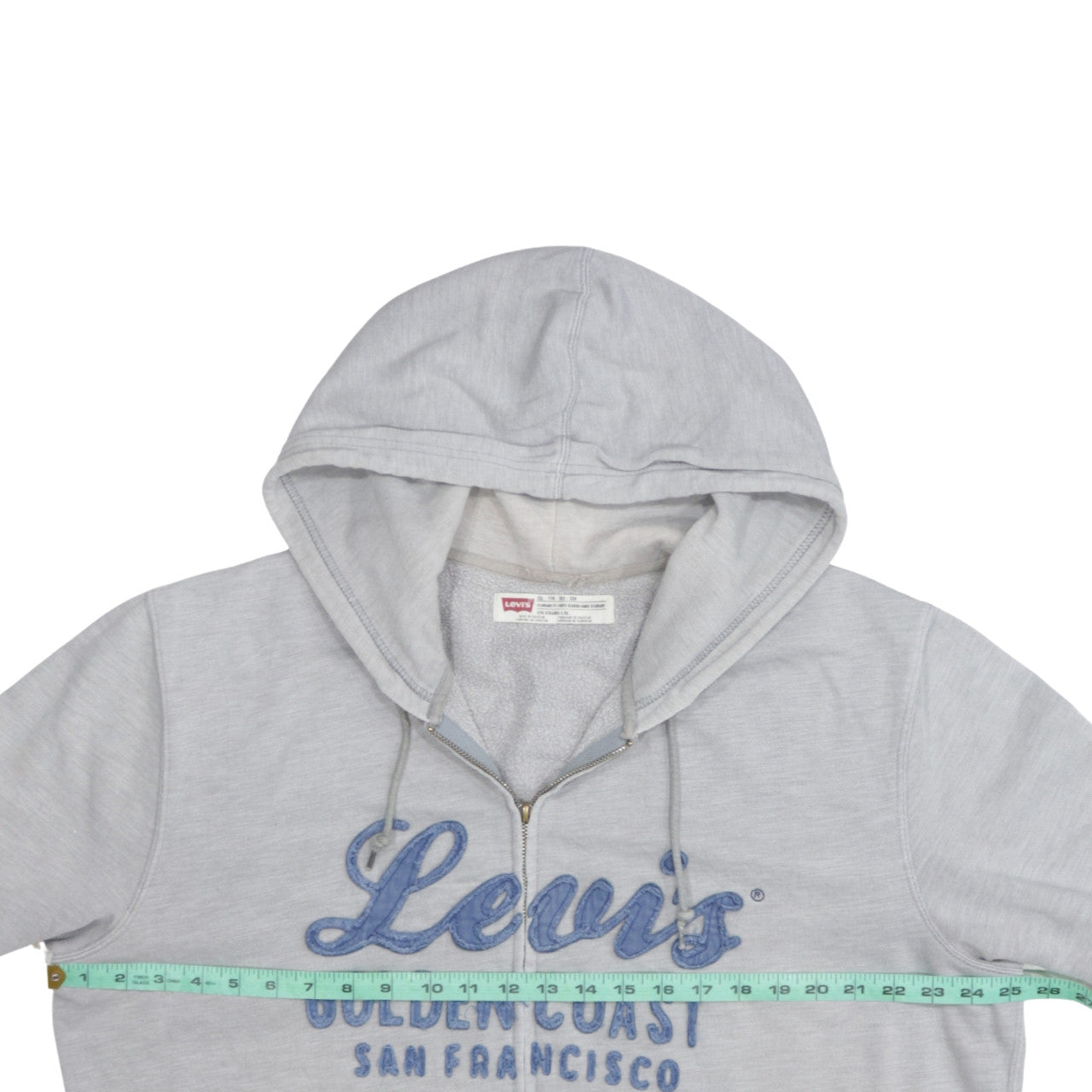 Levi's Men's Grey Full Zip Hoodie 2XL Embroidered Classic Fleece