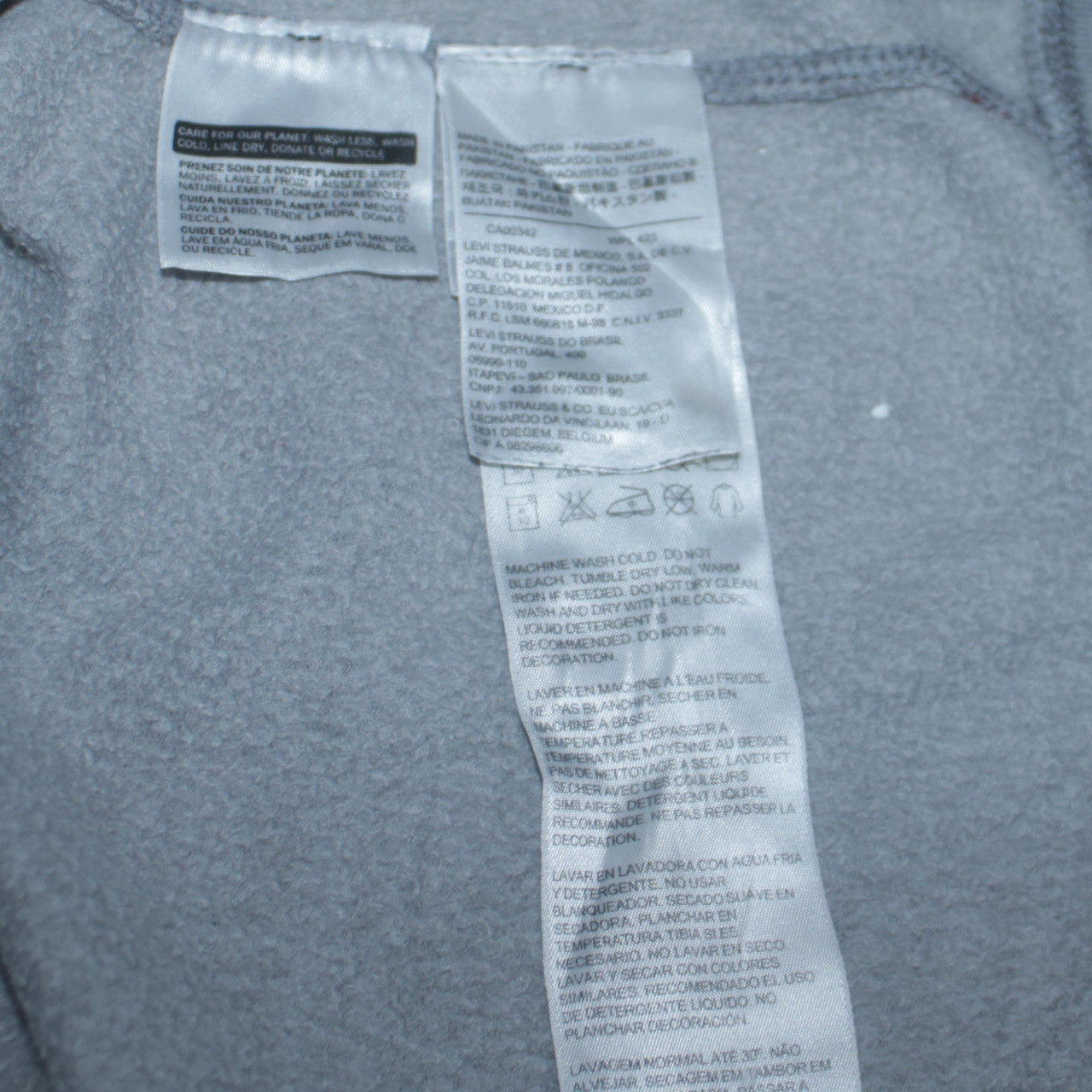 Levi's Men's Grey Full Zip Hoodie 2XL Embroidered Classic Fleece