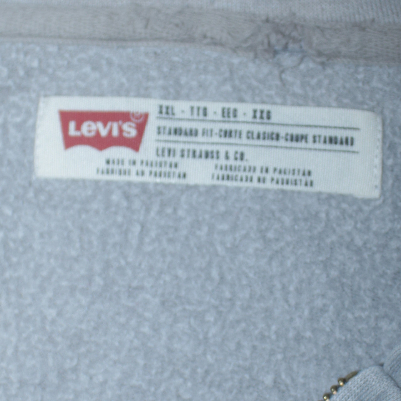 Levi's Men's Grey Full Zip Hoodie 2XL Embroidered Classic Fleece